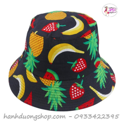 Nón bucket trái cây hot hit mũ tai bèo trái cây hoa cỏ vành nhỏ dễ thương chất liệu vải cotton thoáng mát - Hạnh Dương