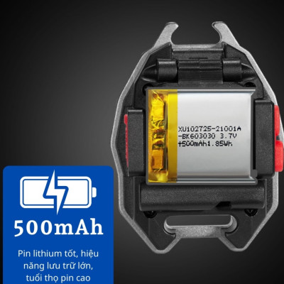 Đèn pin móc khóa đa năng mini 5in1, đèn led siêu sáng, pin sạc, có nam châm, còi cảnh báo - Hàng chính hãng