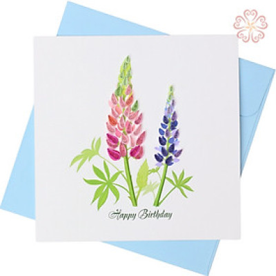 Thiệp Giấy Xoắn Mừng Sinh Nhật - Cỏ mừng sinh nhật size 15x15cm