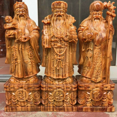 Tượng phật tam đa phúc lộc bằng gỗ huyết long kt cao 40×13×11cm