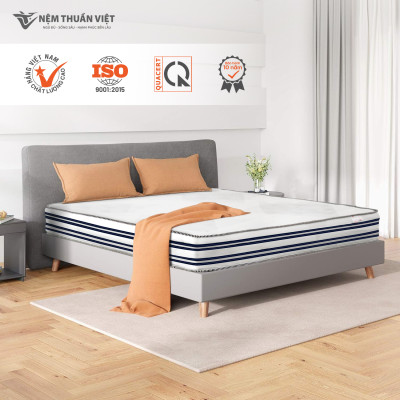 Nệm Lò Xo Thuần Việt Elite 22cm - Túi Lò Xo Độc Lập Giảm Tiếng Ồn, Gấp 3 Êm Ái & Thoáng Khí - Cuộn Hút Chân Không Tiện Lợi, Dễ Dàng Vận Chuyển