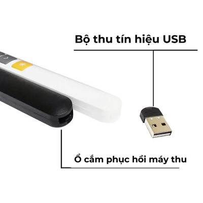 Bút Laser, Bút Trình Chiếu Điều Khiển Từ Xa Có Đầu USB Kết Nối Với Máy Tính - Hàng chính hãng
