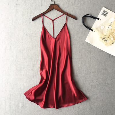 Q112 Váy ngủ lụa dây yếm hở lưng quyến rũ sexy  - Đầm ngủ dây yếm hở lưng gợi cảm - Đầm ngủ