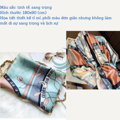 Khăn choàng cổ đi biển chất liệu silk họa tiết hoa loa kèn sang trọng 180x90cm-Qùa tặng cho phái đẹp