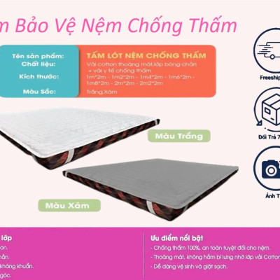 TẤM LÓT CHỐNG THẤM BẢO VỆ NỆM HÀNG KHÁCH SẠN CAO CẤP 1M/1M2/1M4/1M6/1M8/2M/2M2