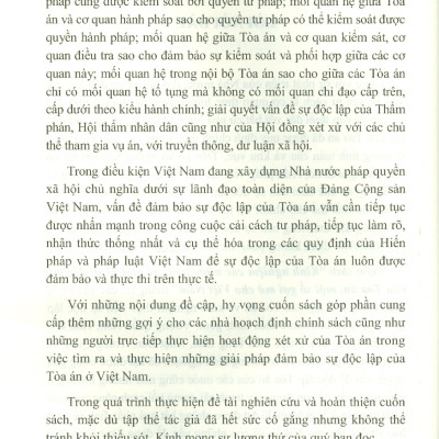 Kinh Nghiệm Các Nước Trên Thế Giới Về Sự Độc Lập Của Tòa Án, Một Số Gợi Mở Cho Việt Nam (Sách chuyên khảo)