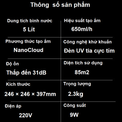 Máy tạo độ ẩm công nghệ NanoCloud UV khử khuẩn Philips HU5969 - Dùng cho phòng diện tích 85m2 - Hàng nhập khẩu