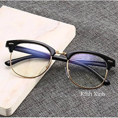 Kính Gọng Mắt Vuông Nửa Viền Gọng Nhựa Dẻo Cổ Điển