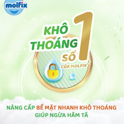 Miếng lót sơ sinh Molfix Thiên nhiên Super Jumbo Newborn 1 (dưới 1 tháng tuổi) - Gói 64+10 miếng
