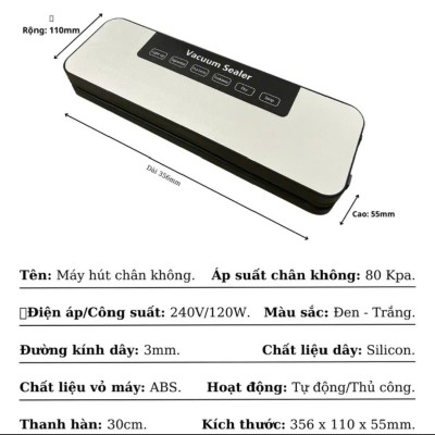 Máy Hút Chân Không ALIZZ Hoàn Toàn Tự Động Máy Đóng Gói Thực Phẩm Khử Trùng Bằng Tia Cực Tím Máy Niêm Phong Thực Phẩm Tặng Kèm 10 Túi Hút PaKaSa - Hàng chính hãng 