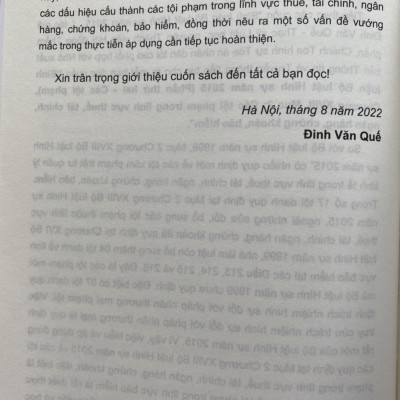 Bình Luận Bộ Luật Hình Sự Năm 2015 - Phần Thứ Hai Các Tội Phạm - Chương XVIII - Mục 2 Các Tội Phạm Trong Lĩnh Vực Thuế, Tài Chính, Ngân Hàng, Chứng Khoán, Bảo Hiểm  
