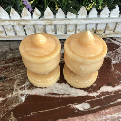 Cặp hũ đựng muối, gạo thờ cúng đặt bàn thờ ông thần tài thổ địa đá ngọc hoàng long