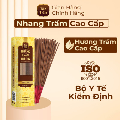 Nhang Trầm Hương 20cm Cao Cấp – Hộp Vàng 330g | Bảo Trầm – Thơm Sạch, Tăm Mộc An Toàn