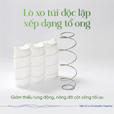 Nệm lò xo túi Dunlopillo Imperial Sang Trọng Đẳng Cấp Kháng Khuẩn Làm Mát Độ cao 29cm