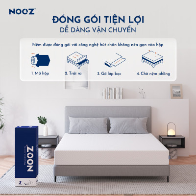 Nệm Foam NOOZ Home Goods  Tiêu Chuẩn CertiPUR-US Với Hai Tầng Foam Nâng Đỡ Ruột Đệm Cao Su Non Vỏ Nệm Tencel