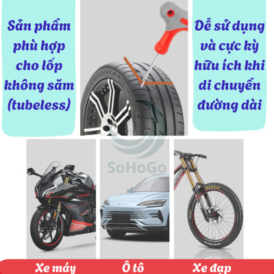 Bộ Dụng Cụ Vá Lốp Xe Ô Tô – Xe Máy Khẩn Cấp Tiện Lợi -Bộ Vá Lốp Xe Đa Năng – Có Keo + Dây Cao Su + Dụng Cụ Xuyên