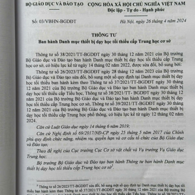 Sách Danh Mục Thiết Bị Dạy Học Tối Thiểu Trong Nhà Trường - V2517T