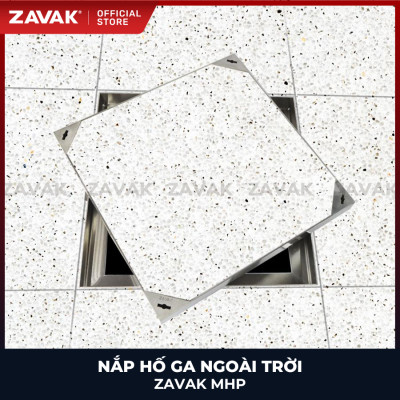 Nắp hố ga ngoài trời inox ZAVAK MHP*-AA60 / KT 60x60cm, lát gạch tối đa 4cm/ tải 800kg