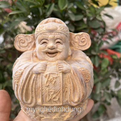 Tượng thần tài mini bằng gỗ ngọc am thơm nức kt cao 10×8×8cm 