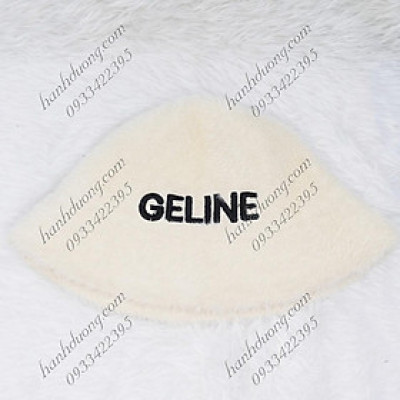 Mũ bo cụp lông xù nón tai bèo vành tròn hàng quảng châu thêu chữ, vành rộng 5cm, phía trong có 2 dây rút giúp giữ