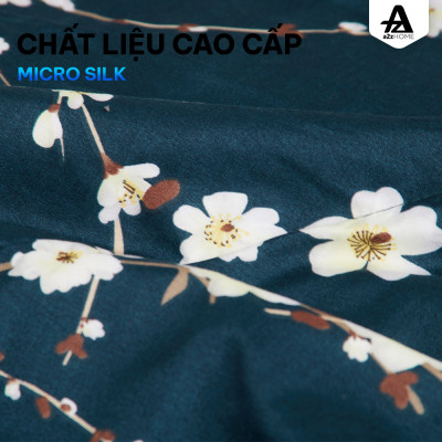Bộ Ga Giường 4 Món White Sakura Mềm Mại 100% Mirco Silk Cao Cấp A2Z Home