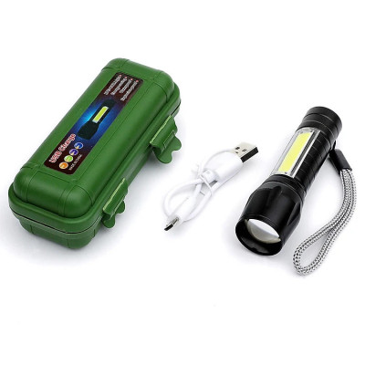 Đèn pin mini siêu sáng bỏ túi 2in1 có zoom xa gần kèm hộp đựng- Hàng chính hãng 