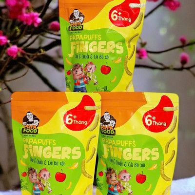 Bánh ăn dặm PAPAFOOD PAPAPUFFS Chuối & Táo & Cải Bó Xôi - 100% Ngũ Cố Hữu Cơ - Gói 30G