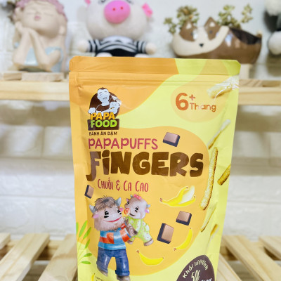Bánh ăn dặm PAPAFOOD PAPAPUFFS Vị Chuối & Ca Cao - 100% Ngũ Cốc Hữu Cơ - Gói 50g