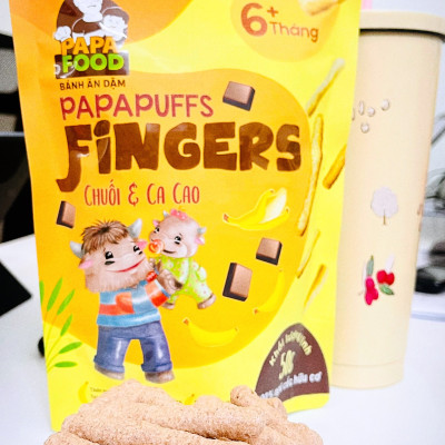 Bánh ăn dặm PAPAFOOD PAPAPUFFS Vị Chuối & Ca Cao - 100% Ngũ Cốc Hữu Cơ - Gói 50g