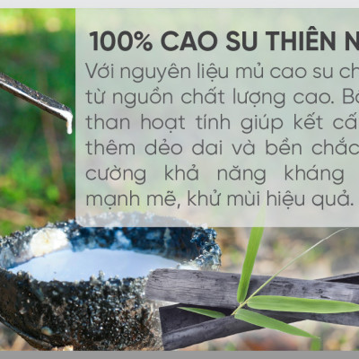 Nệm cao su thiên nhiên than hoạt tính Tatana Cool Grey