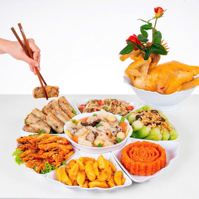 Bát dĩa thuyền  đựng gà cúng nguyên con, đựng hoa quả bằng nhựa sang trọng và đẹp