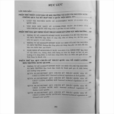 Sách Luật Bảo Vệ Môi Trường - Quy Chuẩn Kỹ Thuật Quốc Gia, Công Tác Thanh Tra Xử Phạt Vi Phạm Hành Chính Về Môi Trường - Luật Tài Nguyên Nước - V2303D