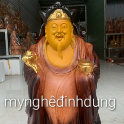 Tượng thần tài bằng gỗ hương đá kt cao 60×20×15cm 