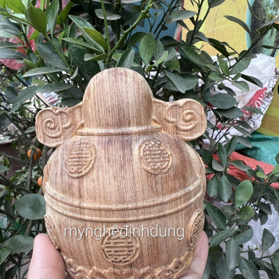 Tượng thần tài mini bằng gỗ ngọc am thơm nức kt cao 10×8×8cm 