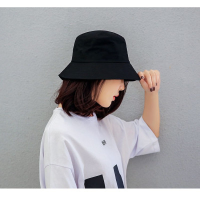 Mũ BUCKET trơn đen, thời trang unisex