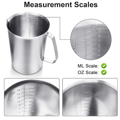 ( hàng cao cấp ) ca đánh sữa inox 304 có vạch đong 500ml, 700ml, 1L