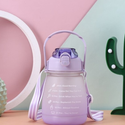 Bình đựng nước 1.2 lít có vạch chia báo giờ uống nước Tặng kèm stiker ngộ nghĩnh dễ thương
