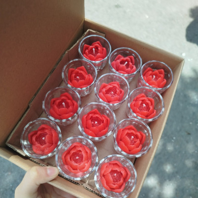 Combo 12 Ly Nến Hoa Sen Không Khói Không Mùi Từ Shop R2D 3 Màu Đỏ-Vàng-Hồng Dùng Cúng Dường, Trang Trí.