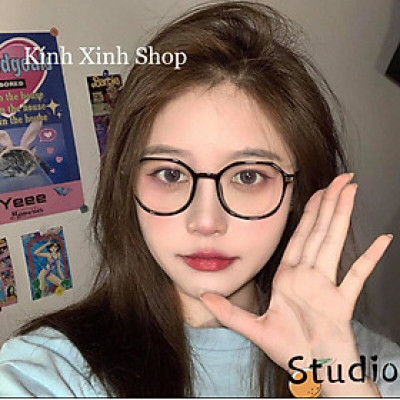 Kính Mắt Tròn Gọng Kim Loại Tăm Hàn Quốc Cao Cấp Chống Ánh Sáng Xanh Kèm Phụ Kiện Hộp Đựng và Khăn Lau