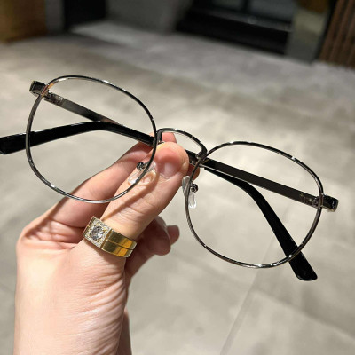 Kính mắt unisex nam nữ Mắt tròn chất liệu kim loại đơn giản