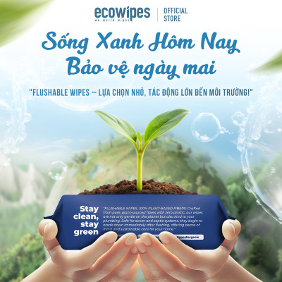 Khăn Ướt Flushable EcoWipes Gói 60 Tờ Khăn Lau Vệ Sinh Tự Phân Hủy Trong Nước