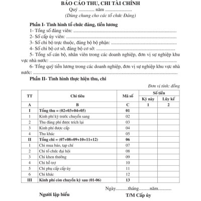 Sổ chi hoạt động công tác Đảng - bản in 2024