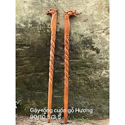 Gậy batong dành cho người già  khắc đầu rồng  bằng gỗ hương đá  