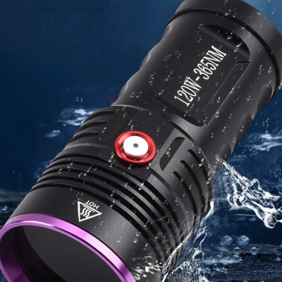 Đèn pin sạc cầm tay tia cực tím (UV) cao cấp Terino D6000-UV (365nm, 120W)- Hàng chính hãng