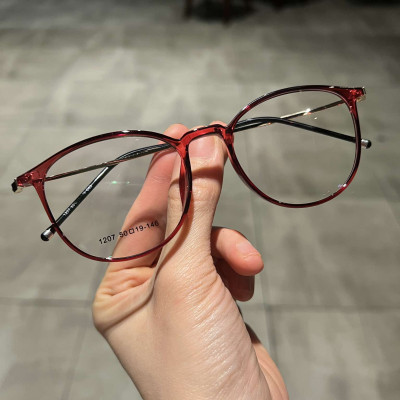 Kính Mắt tròn đỏ gọng kim loại nhẹ