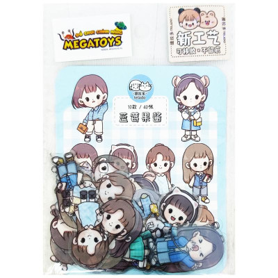 Bộ 40 Sticker Cô Gái Abu Dễ Thương - Telado MSTZ-0/77-83 (Mẫu Màu Giao Ngẫu Nhiên)