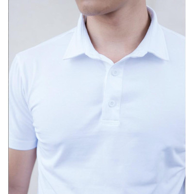 Áo Thun Cổ Bẻ Cá Sấu 4 Chiều Màu Trắng