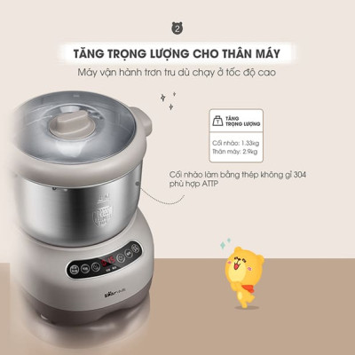 Máy Trộn Bột Ủ Bột Lên Men Tự Động BEAR HMJ-A70C1 Chống Dính Bột Dung Tích 7 Lít Công Suất 250 W - Bản Nội Địa
