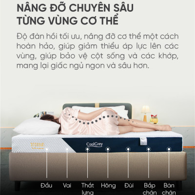 Nệm cao su thiên nhiên than hoạt tính Tatana Cool Grey