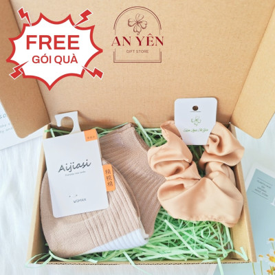 Set Quà Tặng Hộp Túi Mù 2 Món Cột Tóc Và Vớ No.7 Tặng Sinh Nhật Bạn Gái Người Yêu 20/10 8/3, Quà Tặng Học Viên